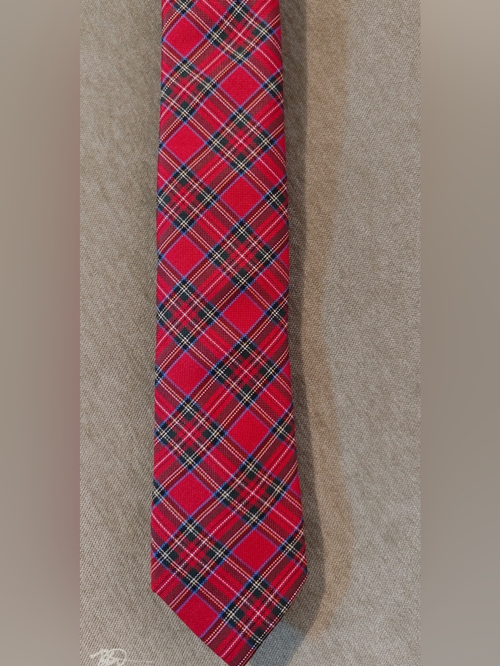 Class Club Red Plaid Tie with Red and Green Accents